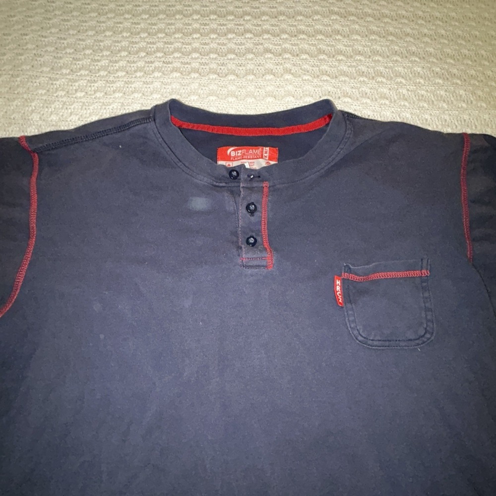 Portwest FR Bizflame Men's XXL Long Sleeve Navy Knit HRC 2 F1959 Fire Resistant - Picture 3 of 8